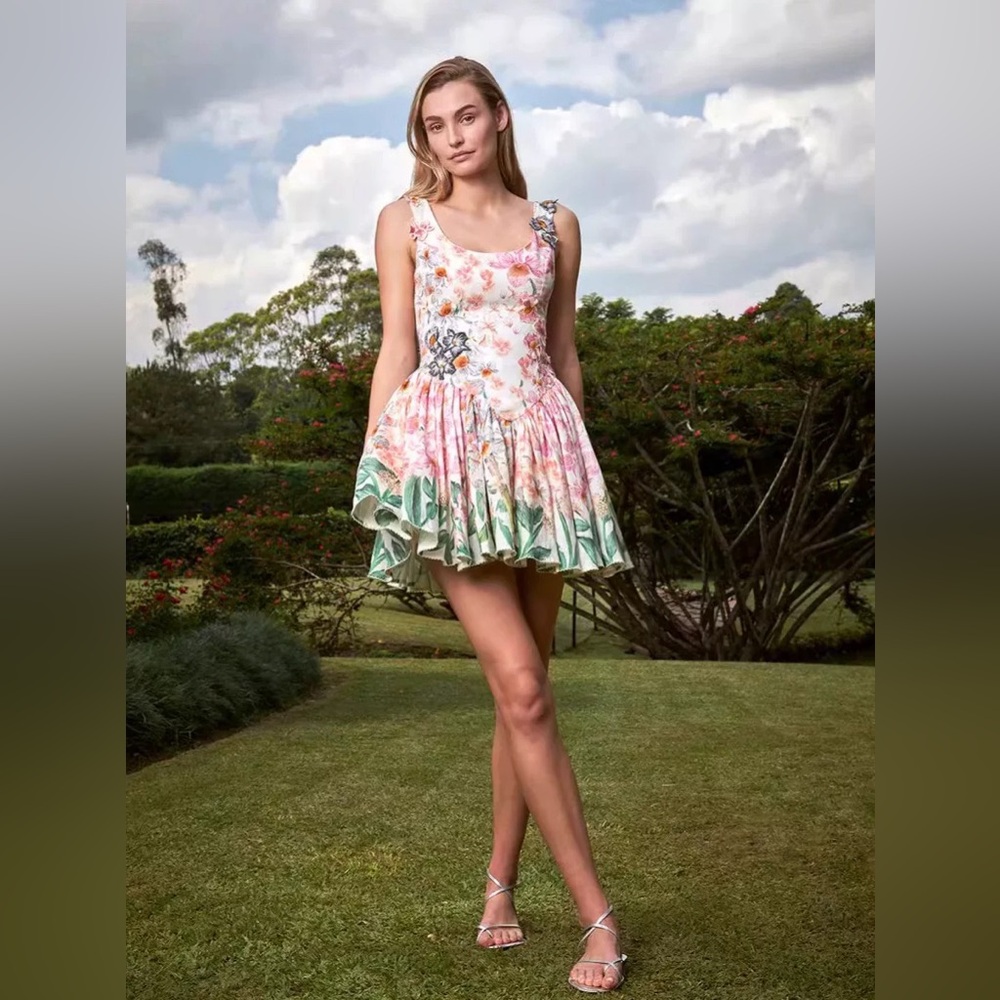 Agua by Agua Bendita Pluma Jardinera linen minidress Small